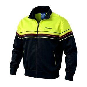 Adidas Ventex Track Jacket | Neon Yellow Black Red Stripes | Retro 90s